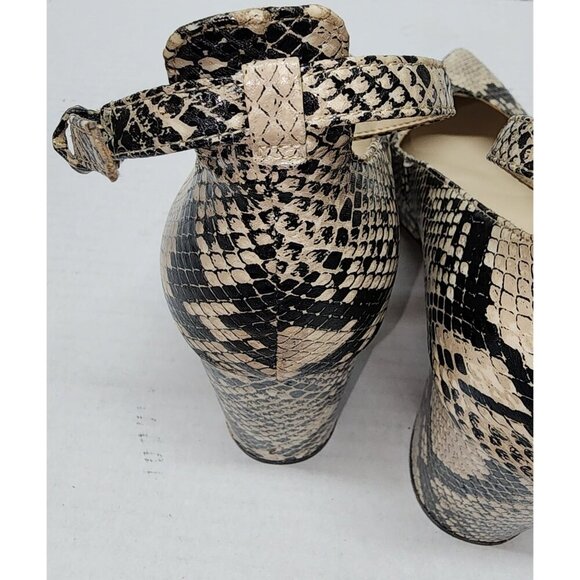 Marc Fisher Gilla 2 Snakeskin Pointed Toe Block Heel Ankle Strap Pumps Size 10M - Picture 4 of 16